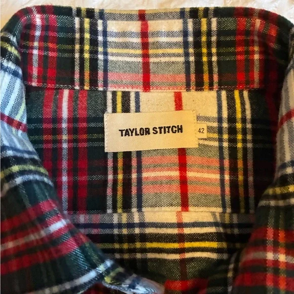 Taylor Stitch Men's Casual Plaid Shirt - Red, Black, White - Picture 2 of 4